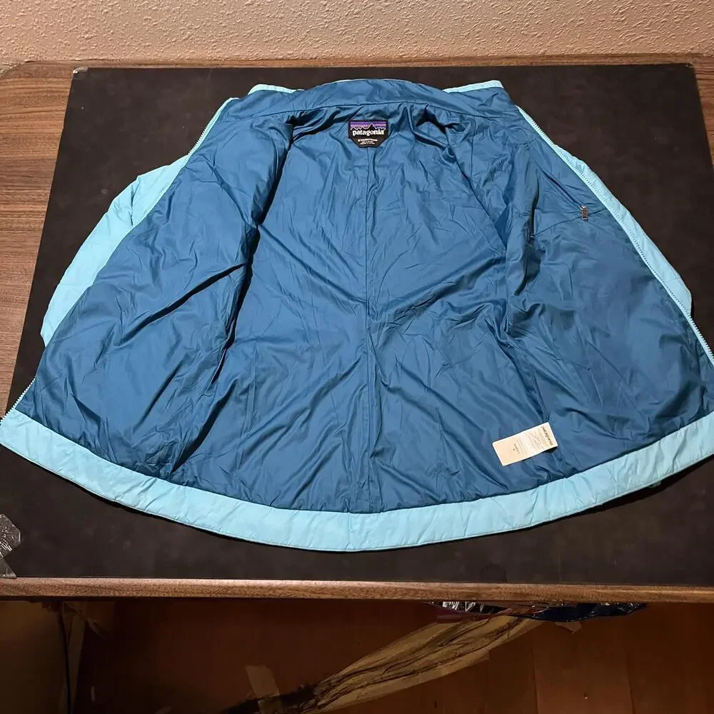 Patagonia Puffer Jacket Womens Medium Light Blue Quilted Full Zip STY 31765